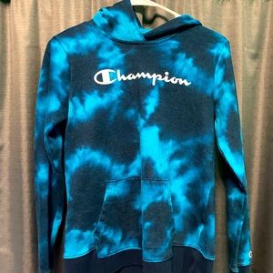 Youth XL Blue Tye Dye Champion Hoodie
